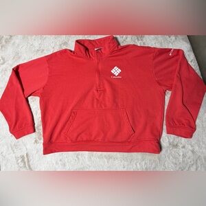 Columbia Women's 1/4 Zip-Up Red Crop Sweatshirt XXL